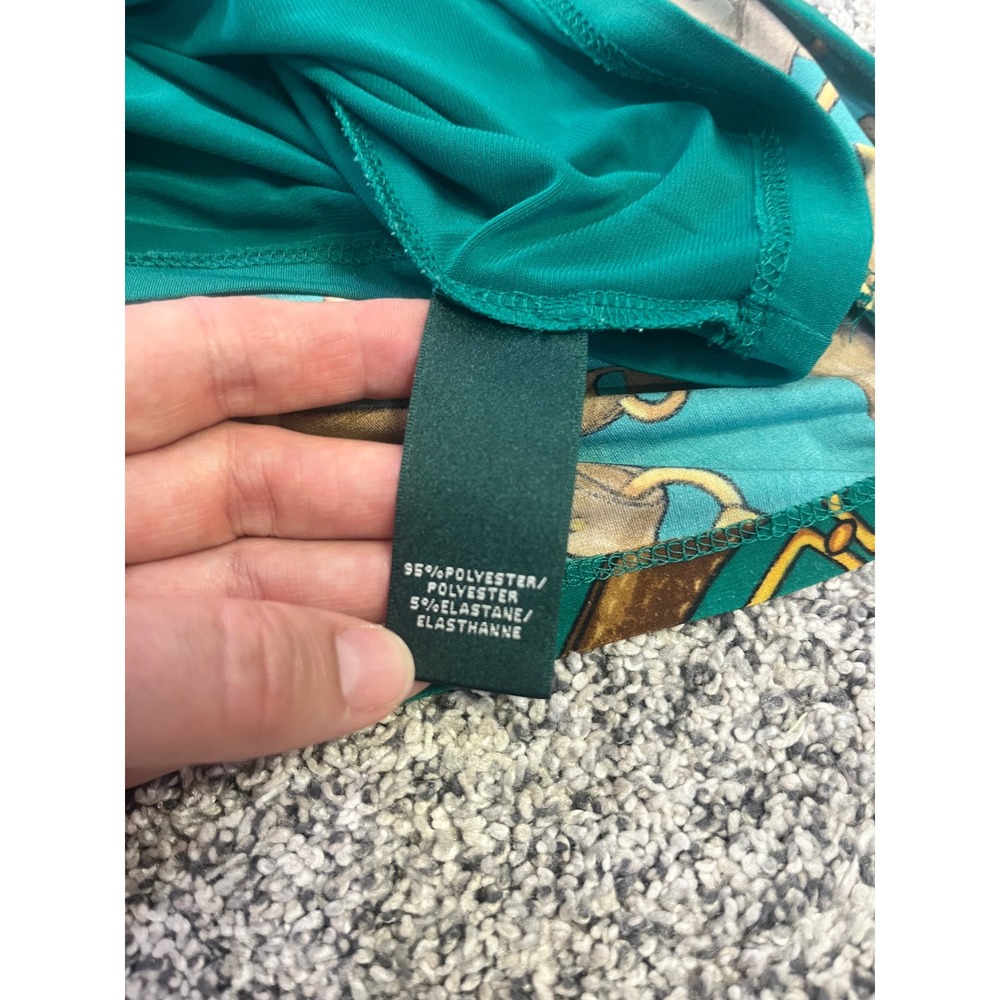 Lauren Ralph Lauren Green Equestrian Chain Print Sheath Dress Size 10 3/4 Sleeve - Picture 6 of 10